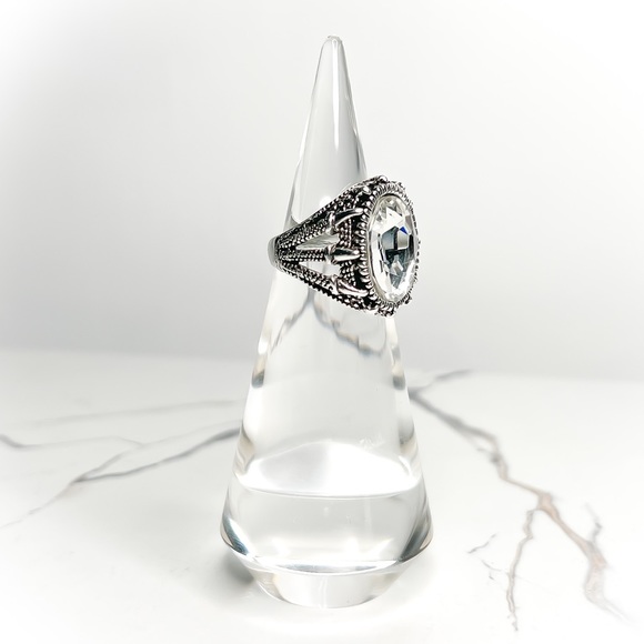 ✦ Men’s Chunky Tribal White Rhinestone Statement Claw Ring SZ 10 - Picture 3 of 5